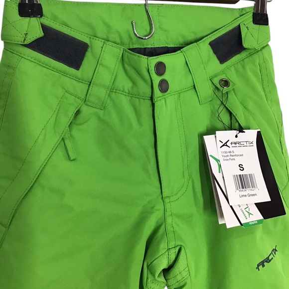 Arctix Snow Pants Youth Small 8 Lime Green Thermatech Insulation Zip Pockets NWT - Picture 3 of 4